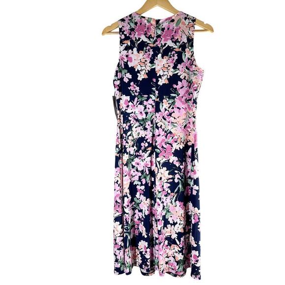 London Times Printed Sleeveless  Empire A-line  Midi Dress Size US 10P - Picture 2 of 11